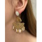 BO percées - Eventail pendant avec pampilles et pastille pierre ovale