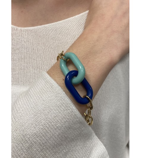 Bracelet Acier- Maillons ovales épais  sur chaine maillons ovales fins