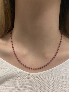Collier Acier - Perles à facettes sur chaine fine