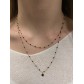 Collier Acier- Double rang minis perles sur chaine fine avec pendentif