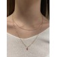 Collier Acier- Double rang minis perles sur chaine fine avec pendentif
