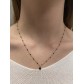 Collier Acier - Pierre nat sertie chaîne fine et perles émaillées