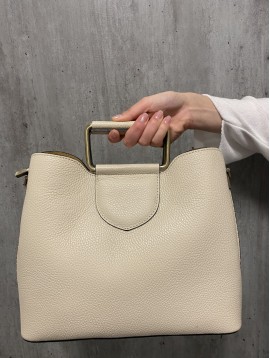 Sac cuir porté épaule grainé avec détail anses carrées 