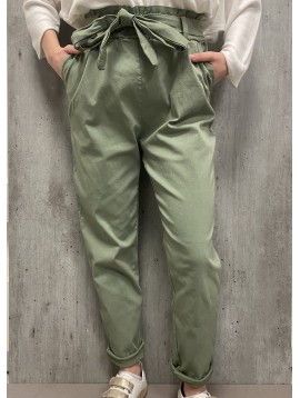 Pantalon taille haute ceinture noeud