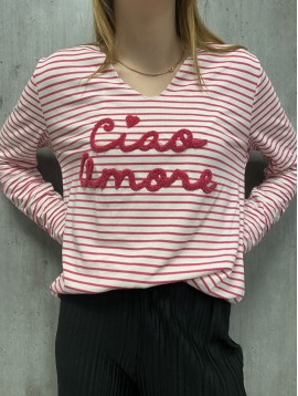 Top rayé "Ciao Amore"