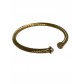 Bracelet Acier - Jonc strillé 2 bords pierres
