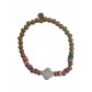 Bracelet Acier - Elastique avec perles et tréfle