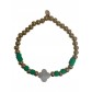 Bracelet Acier - Elastique avec perles et tréfle