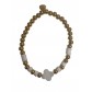 Bracelet Acier - Elastique avec perles et tréfle