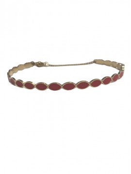 Stainless Steel Bracelet - Enamelled rice shaped charms.
