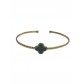 Bracelet Acier - Trèfle façon émail jonc perlé 
