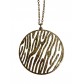 Collier Long Acier - Pastille ronde zébrée sur chaîne fine