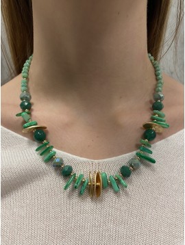 Collier - Perles cylindriques ave perle ovales plate 
