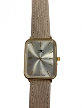 Cadran rectangle sur bracelet grainé 