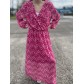 Robe longue croisée impimée spirales elastique à la taille 