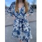 Robe chemise courte  manches longues ceinture à la taille "Jungle"