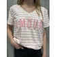 Tee shirt rayé col V floqué \"AMOUR\"