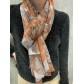 Echarpe fine viscose et soie imprimée ginkgo lurex