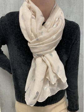 Echarpe viscose imprimée plumes lurex