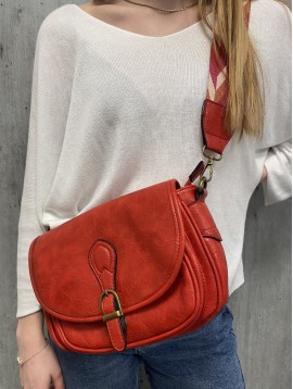 Sac porté travers effet vintage avec rabat et petite boucle
