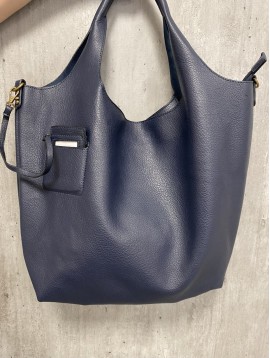 Sac shopping grainé souple avec porte carte