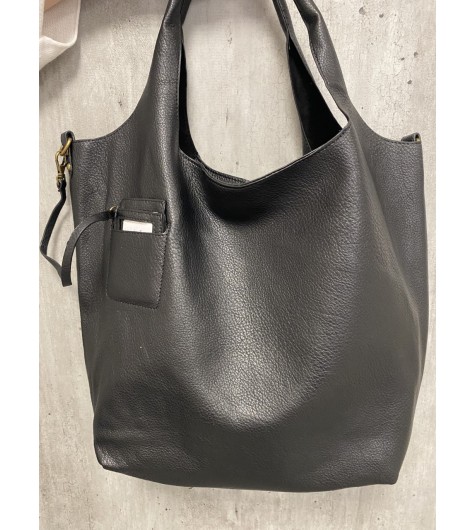 Sac shopping grainé souple avec porte carte