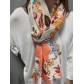 Echarpe viscose imprimée bouquets de fleurs et feuilles avec lurex