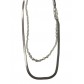 Collier Acier - Double chaine perle et chaine plate 
