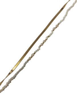 Bracelet Acier - Double chaines perle et chaine plate 