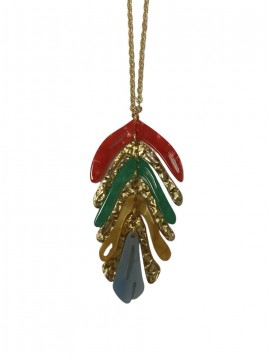 Collier Acier - Collier long pendentif feuille 