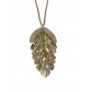 Collier Acier - Collier long pendentif feuille 