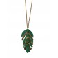 Collier Acier - Collier long pendentif feuille 