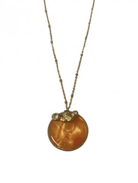 Collier Acier - Pendentif ovale plat effet nacré avec strass