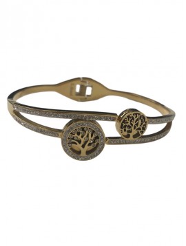 Bracelet Acier -  Bracelet arbre de vie strass