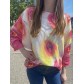 Top pull oversize imprimé plumes de paon avec coeurs 