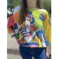 Top pull oversize imprimé buste de femme psychedelique avec fleur