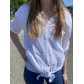 Chemise fine effet gauffré unie avec noeud sur le devant