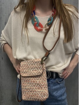 Sac porté travers style pochette de téléphone en tissu lurex