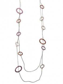 Collier Long - Ovales striés façon émail mat