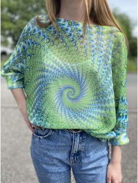 Top pull oversize imprimé ronds en spirales