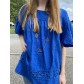 Top tunique gaufré broderie en bas