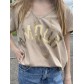 Tee shirt col V floqué Amour brillant