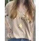 Tee shirt col V floqué Bohème brillant