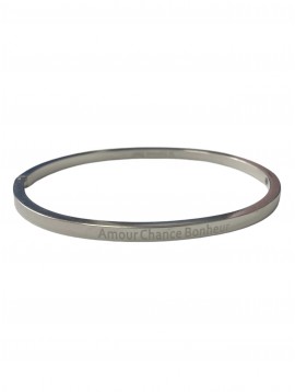 Bracelet Acier - Jonc avec inscription "Amour Chance Bonheur"
