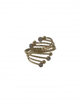 Bague Acier réglable - Multi-anneaux ouverts boules et pierres