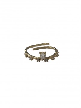 Bague Acier réglable - Strass et pierre sur anneaux style martelé