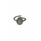 Bague réglable Acier - Anneau pierre centrale ronde entrourée strass