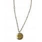 Collier Acier - Pendentif bousole sur chaine avec perle cylindrique 