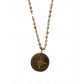 Collier Acier - Pendentif bousole sur chaine avec perle cylindrique 