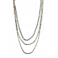 Collier Acier - Multirangs perles de couleur et chaine maille fine